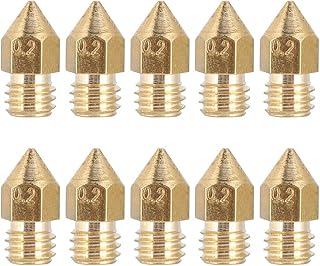 10pcs 3D Printer Nozzles MK8 Extruder Nozzles 1.75/0.2mm Filament Printer Extruder Nozzle for Makerbot Creality CR-10, MK8 Makerbot Reprap Prusa I3,All 1.75mm PLA ABS 3D Printers