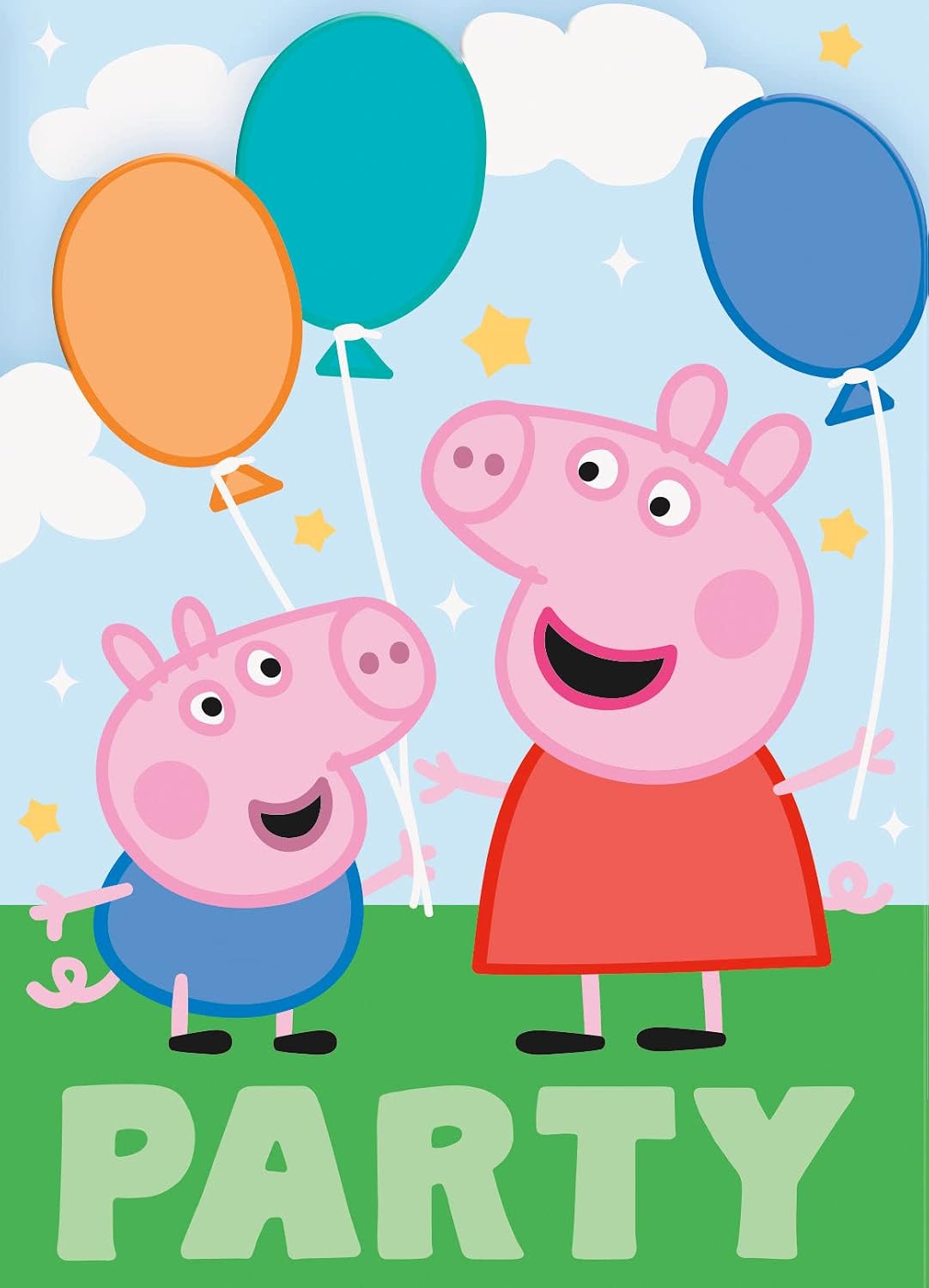 Delightful Multicolor Peppa Pig Rectangular Paper Cards Invitations - 8 Count | Unique, Stylish & Eye-Catching Design - Perfect for Kids' Parties