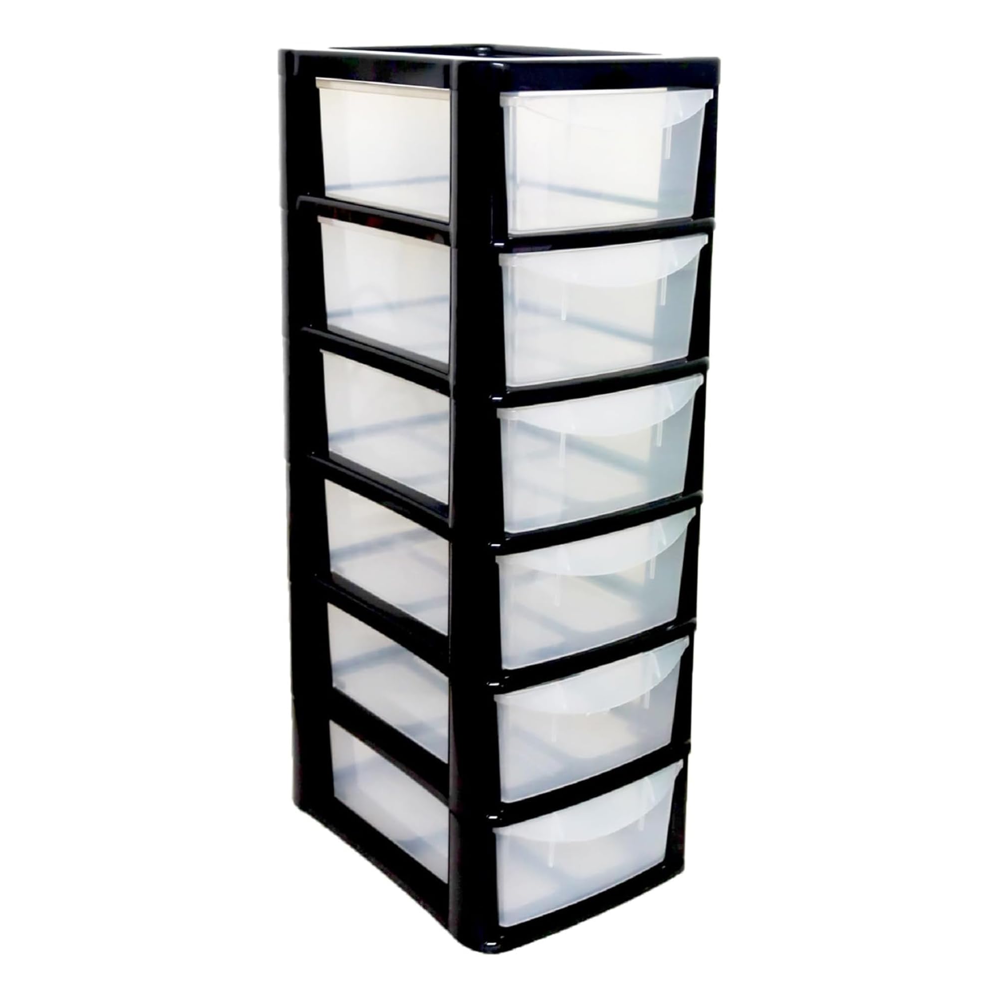 ALEEZ - Mini 6 Drawer Storage Unit - Plastic Desktop Organizer - School Office Supplies Storage Clear Drawers 6 Tier - Makeup Jewelry Multiuse Storage Container Box - Home Organizer Unit (Clear)