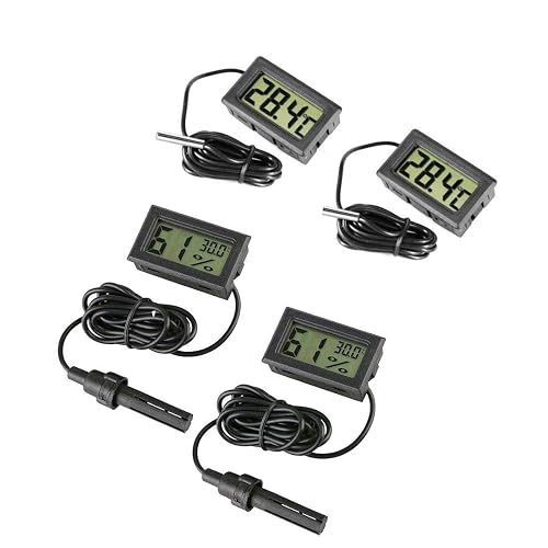 JZK 4 x Pequeño Digital Acuario termómetro higrómetro con sonda y batería