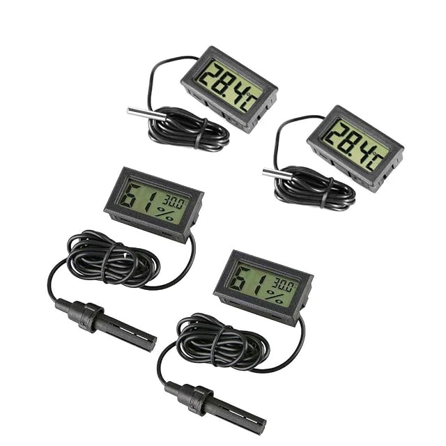 JZK 4 x Pequeño Digital Acuario termómetro higrómetro con sonda y batería