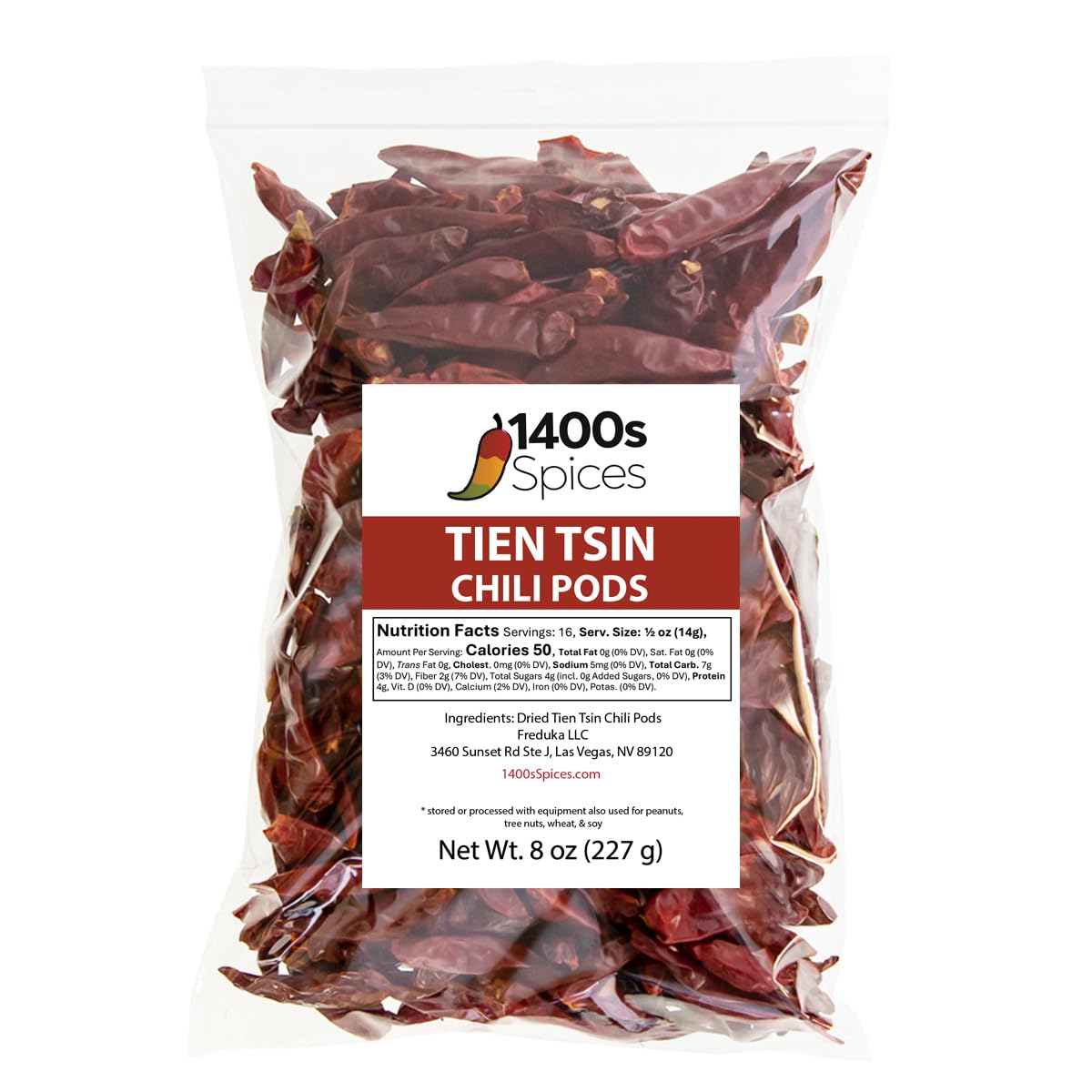 8oz Chili Tien Tsin Whole. Dried Chinese Red Peppers for Hunan or Szechwan Cooking – Ideal for Asian, Thai, Indian, Mexican Dishes by 1400s Spices