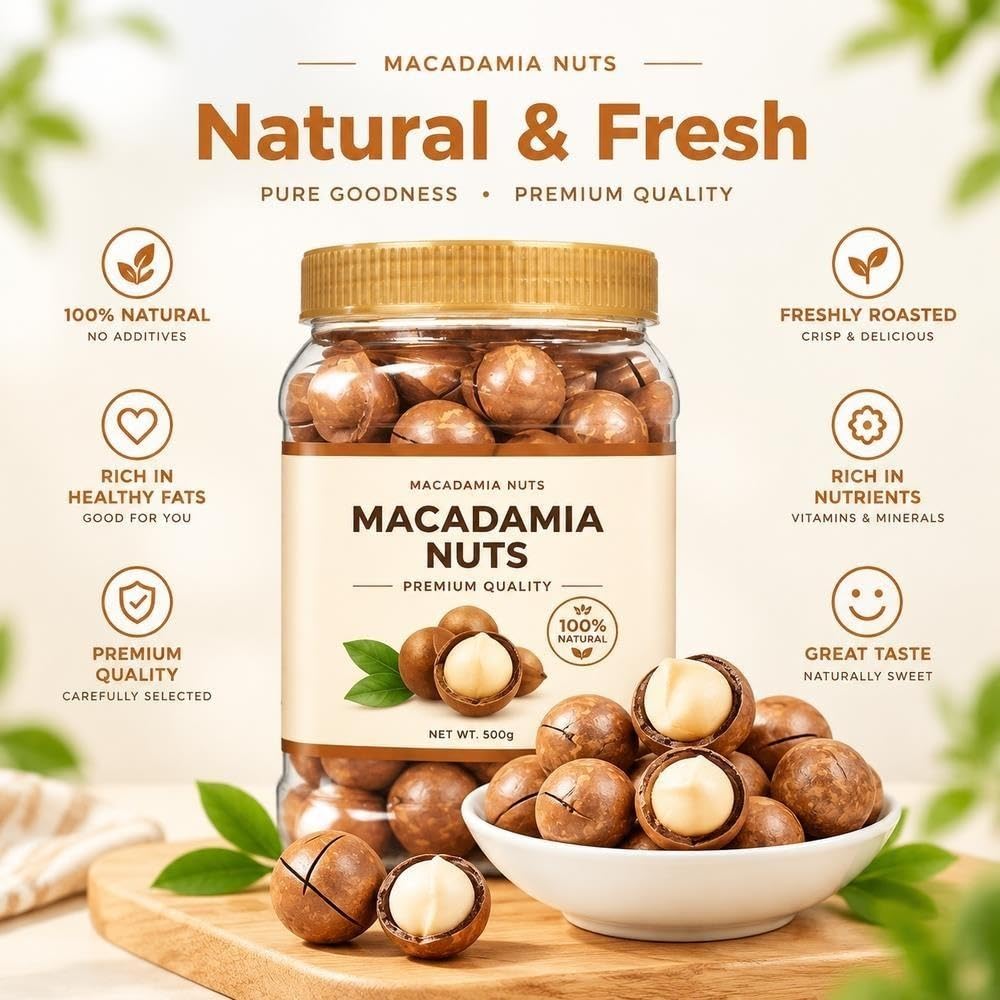 Noci di macadamia in guscio con apriscatole