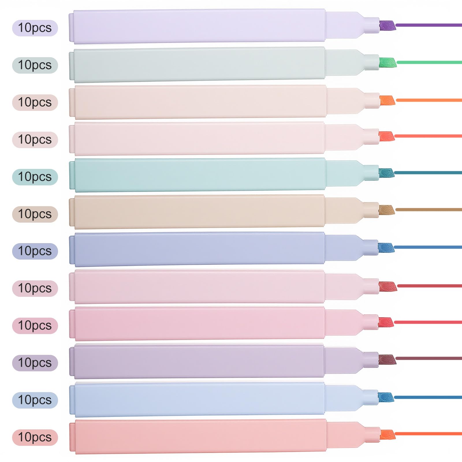 120 resaltadores estéticos, 12 colores pastel surtidos, sin sangrado, punta de cincel, para diario, estudio bíblico, suministros de oficina