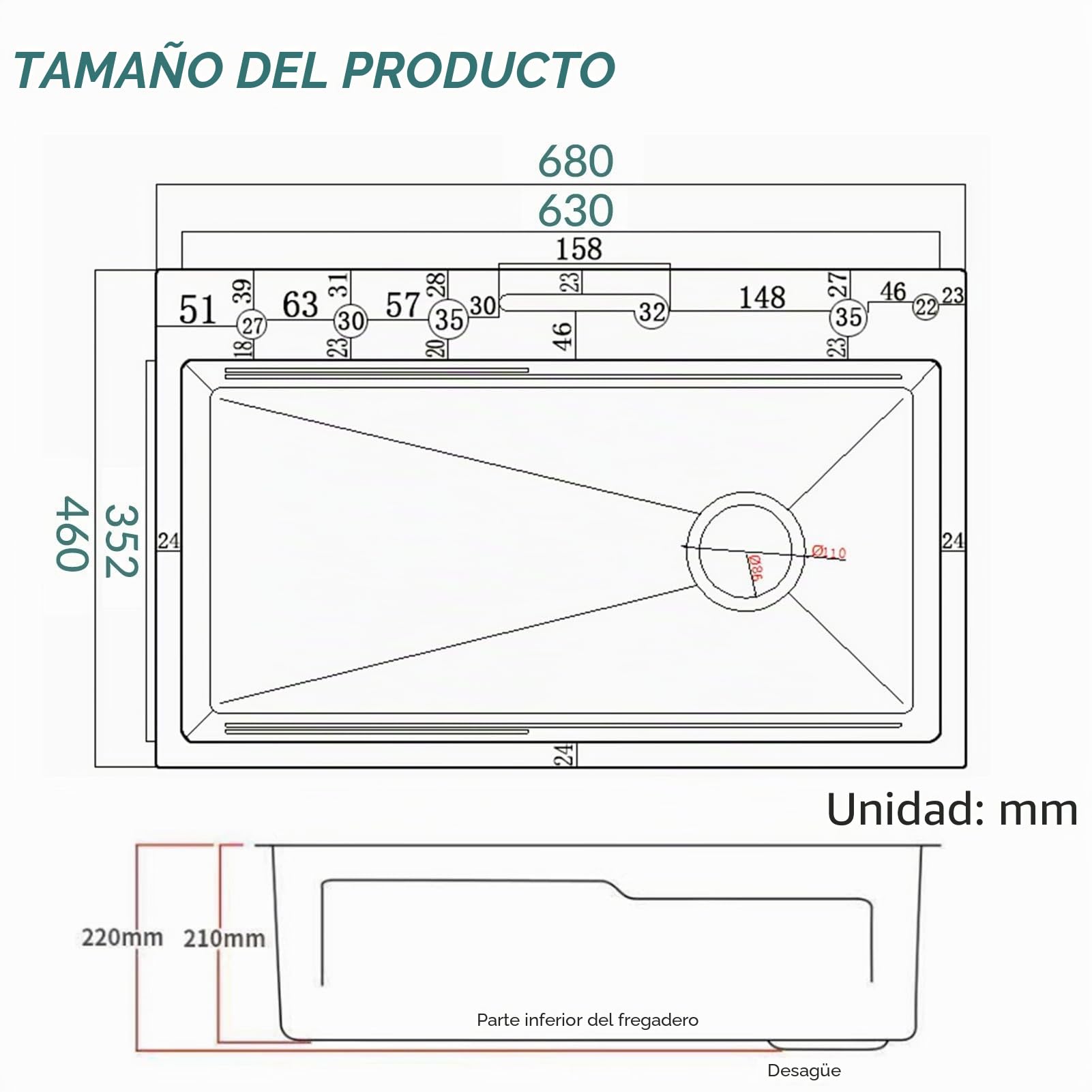 Fregadero De Cocina De Acero Inoxidable Con Grifo De Cascada Digital – Fregadero De Una Sola Cubeta De Montaje Superior, Grifo Extraíble Multifuncional, Dispensador De Jabón Y Juego(Black-Grey#2,68x45