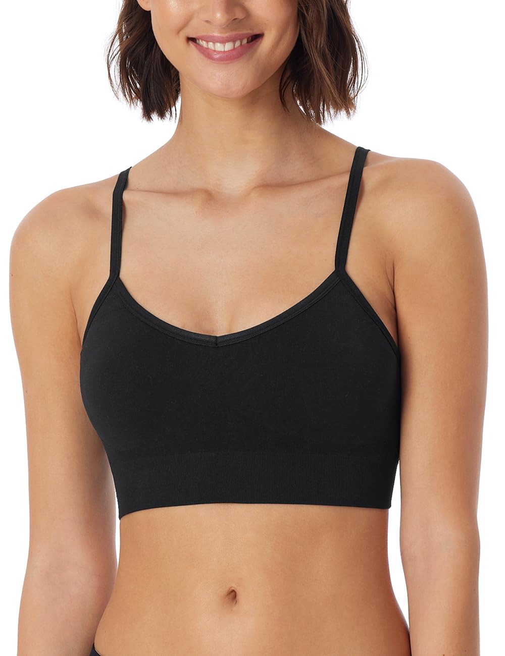 Schiesser Women's Bustier with Removable Pads, Seamless, Casual, Seamless Sports Bra, Black_181102, M