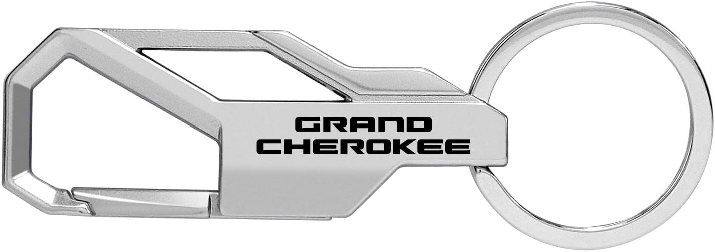iPick Image for Jeep Grand Cherokee Silver Carabiner-style Snap Hook Metal Key Chain - Official Licensed