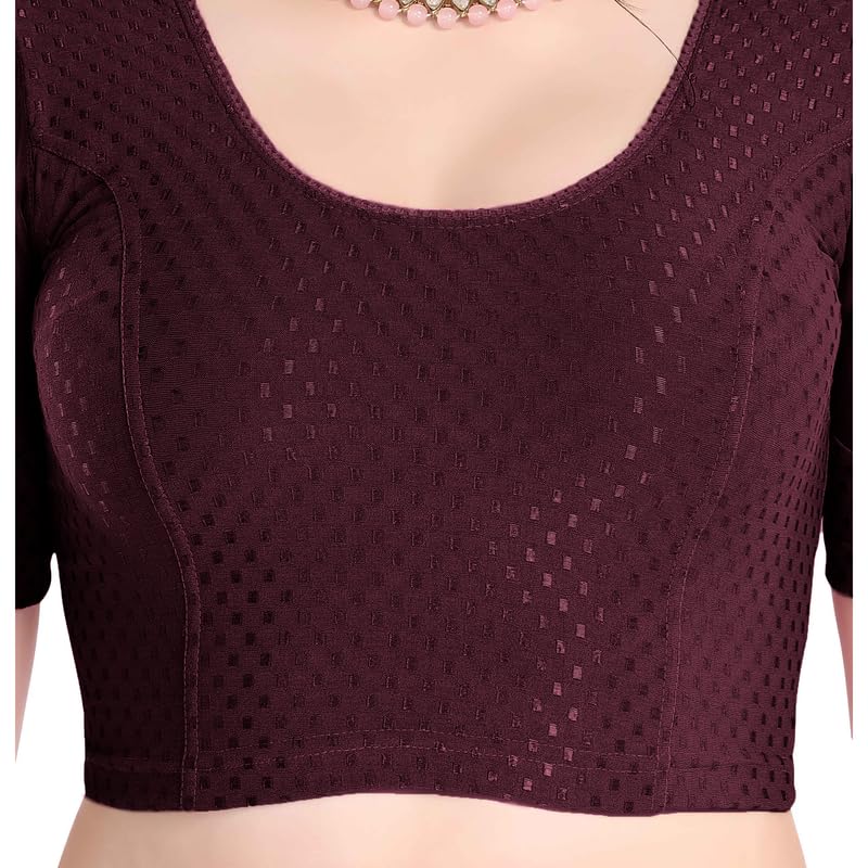 Image of FINESTFIT Stay On Trend Fashion 100% Cotton Readymade Blouses for Women,Round Neckline with Organza Balloon Sleeves.