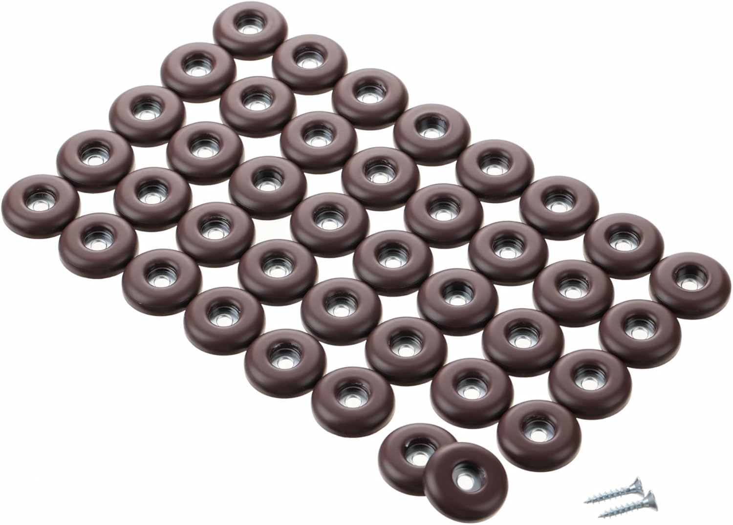 1-1/4" Screw on Furniture Sliders-Furnigear Heavy Duty PTFE (Teflon) Chair Leg Slides Glides Move Your Furniture Easy & Safely - Best Floor Protector(Brown-40pack)