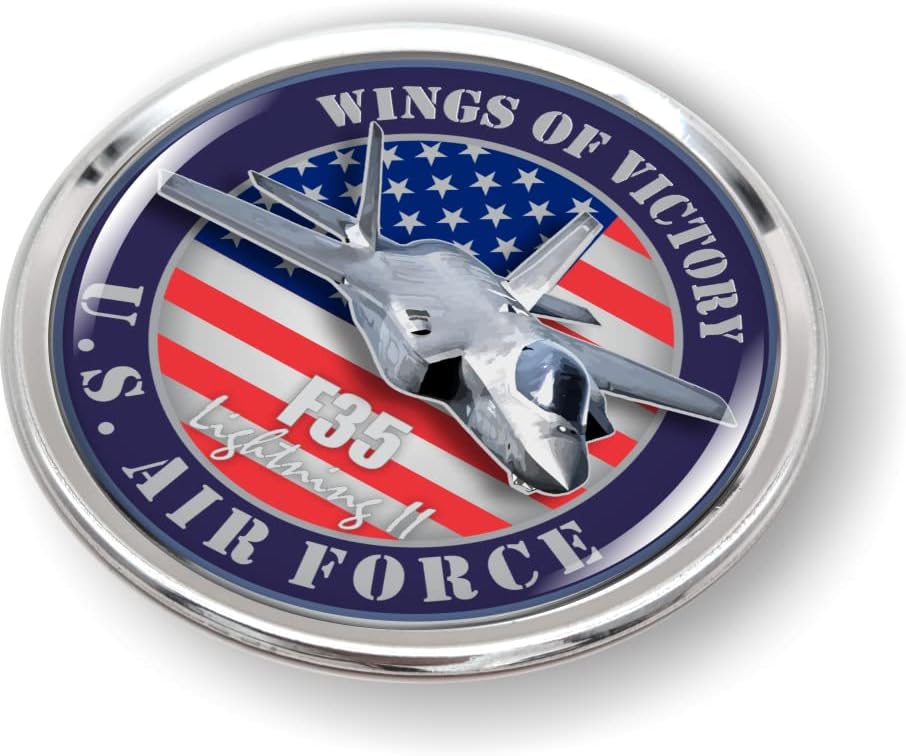 Miniatura 2 de U.S. Air Force veteran Aircraft F-35 Lighting II round vinyl sticker collection Wing of Victory 3D Dome Waterproof 100% UV Protected Aluminum Round