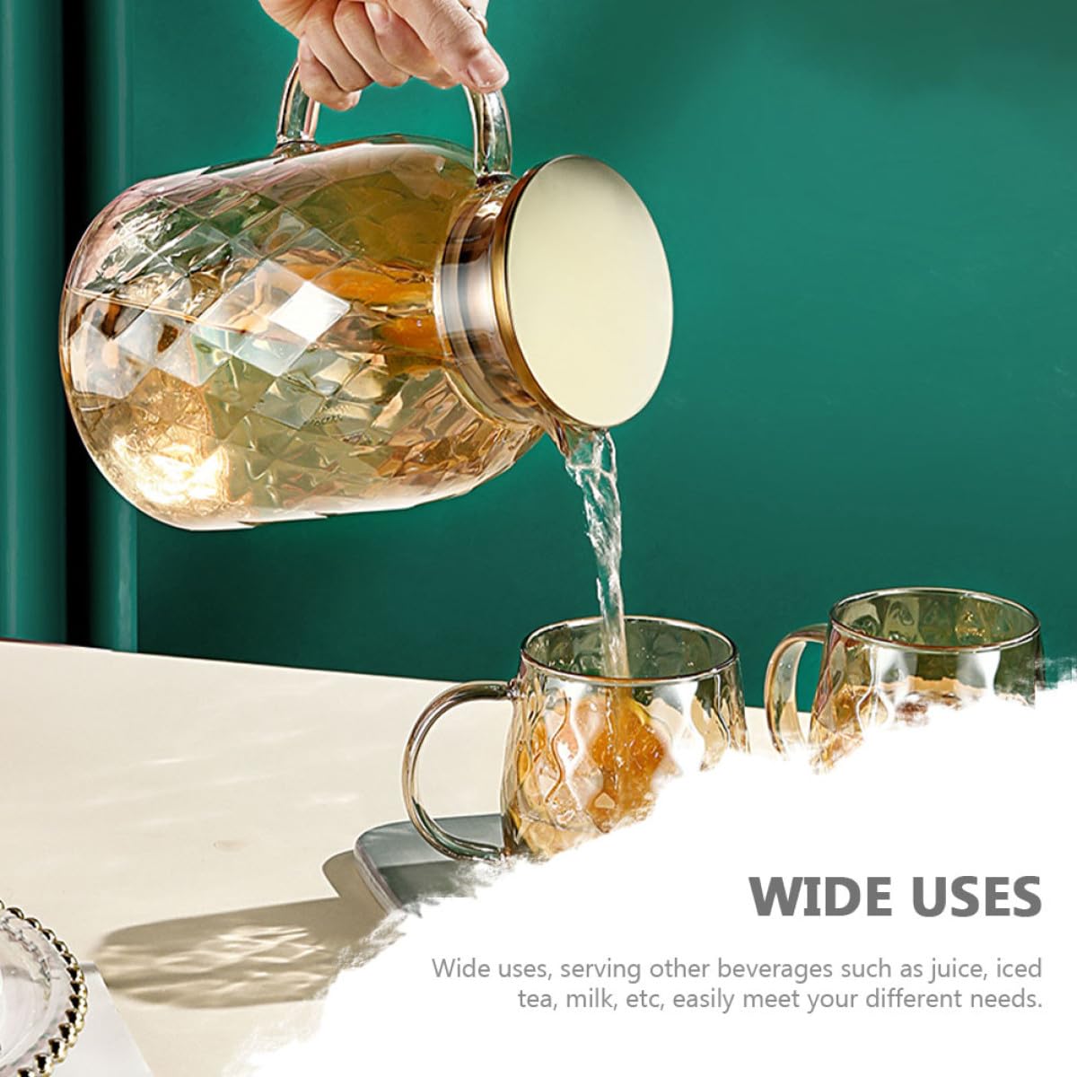 BESPORTBLE Jarra de Agua Hervida Fría de Vidrio 1800ml, Tetera de Cristal Transparente de Gran Capacidad para Jugo y Bebidas Refrescantes, Adecuado para Cocina y Hogar