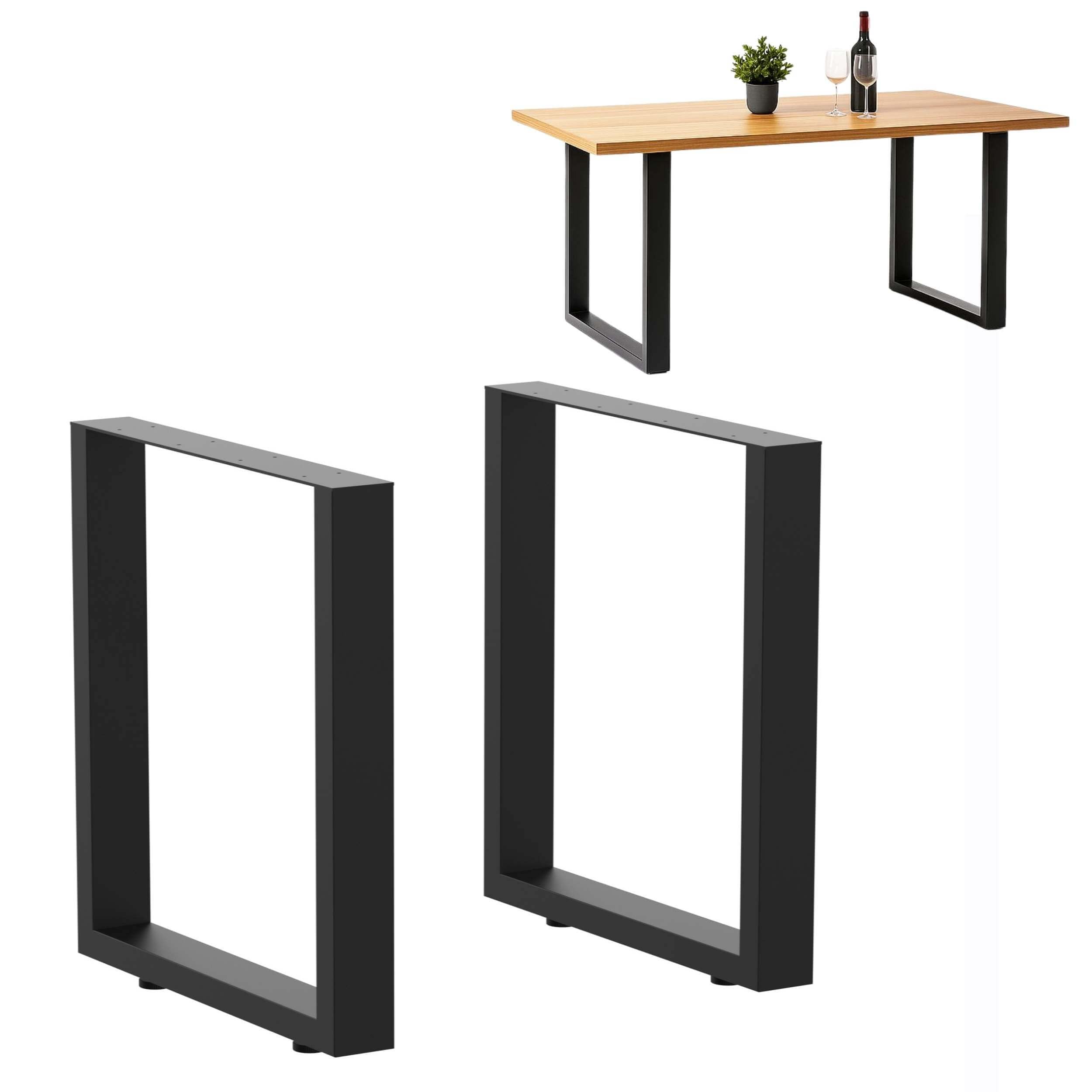DanDiBo 2 x nogi stołu, metalowe, czarne, 72 x 70 cm, stelaż stołu z regulacją wysokości 96661, nogi do mebli, płozy do stołu jadalnego (72 x 70 cm)