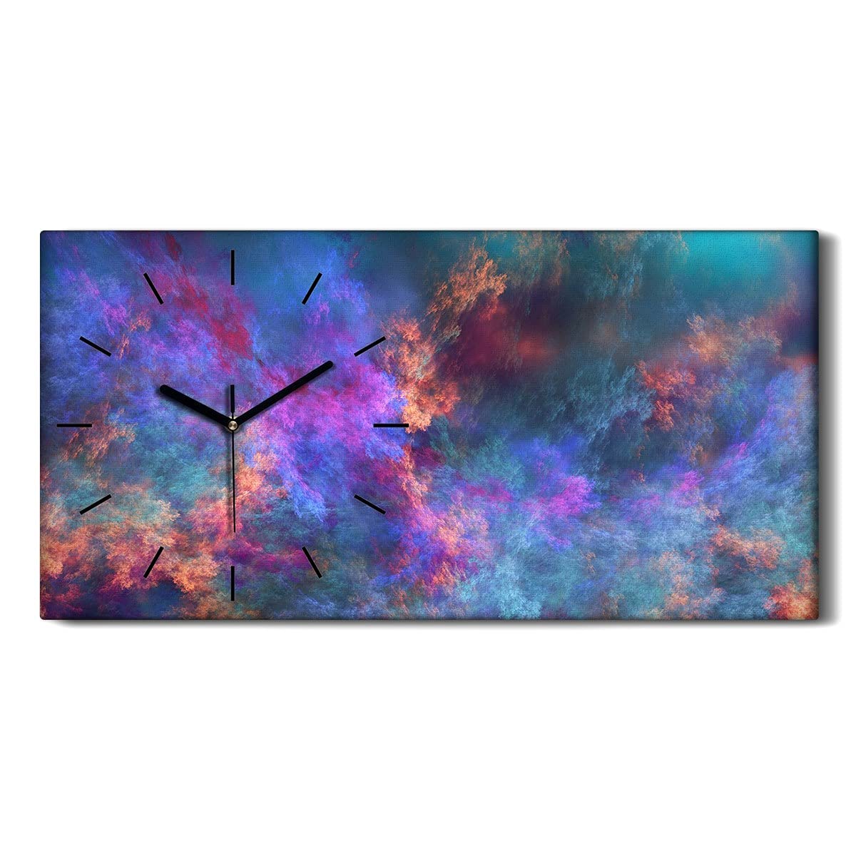 Horloge sur toile salon moderne Coloray décor nuages surréalistes tableau mural 60x30cm