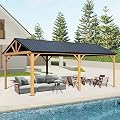 Domi 12'x20' Hardtop Gazebo,Outdoor Permanent Gazebo with Galvanized Steel Gable Roof and Wood Grain Aluminum Frame, Metal Pavilion Gazebo for Patio, Backyard, Deck and Lawns