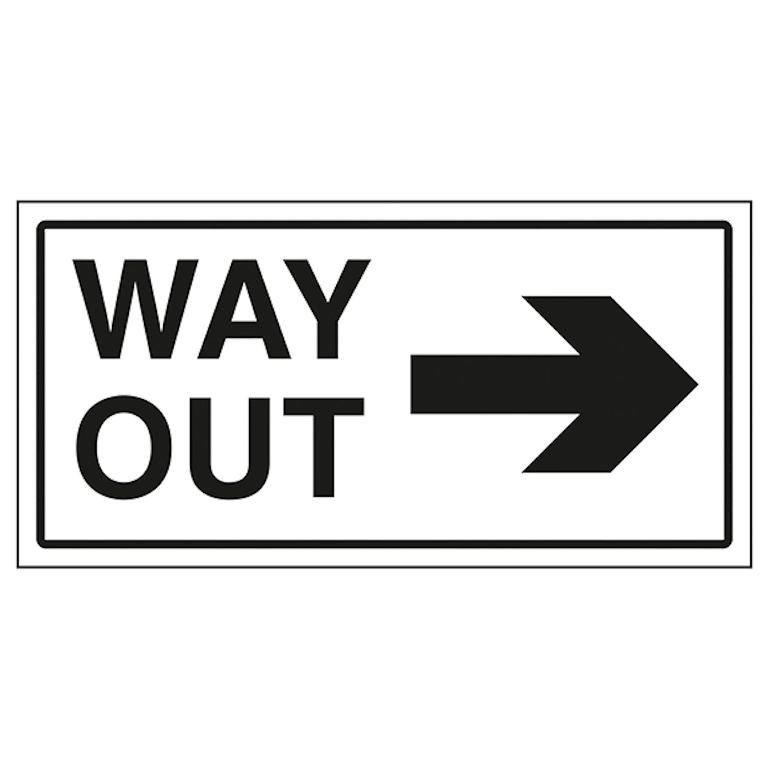 V Safety Way Out Arrow Right 300 x 150 mm - 2mm Rigid Plastic Safety Sign