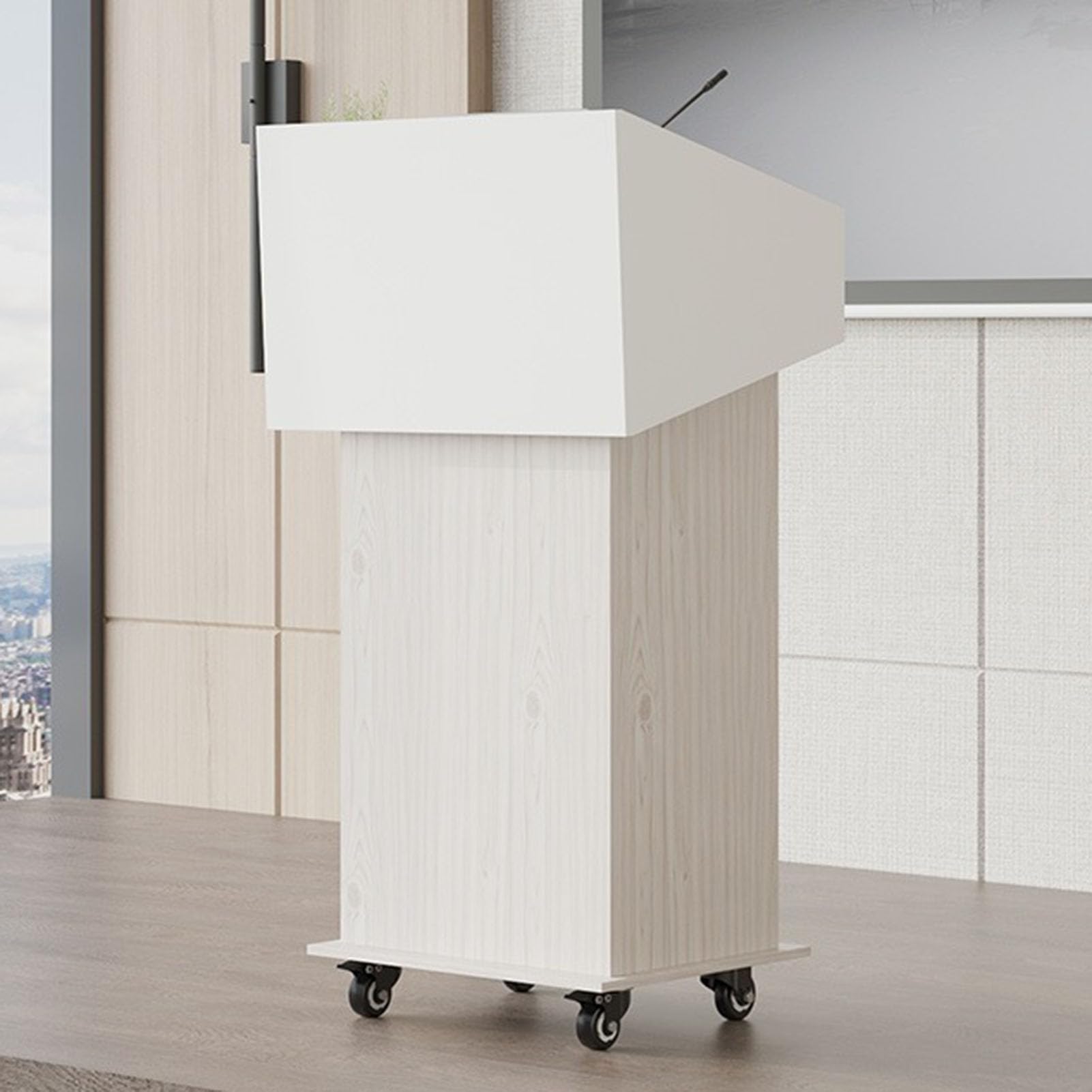 DUANHOZ Professional Wooden Podium Stand for Church, Classroom, Lecture, and Presentation, Portable and Modern Design for Various Events