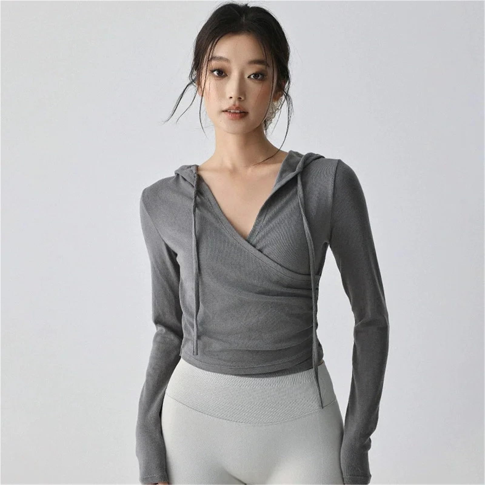 Manteau de Sport Chemise Femme Yoga Slim Manches Longues