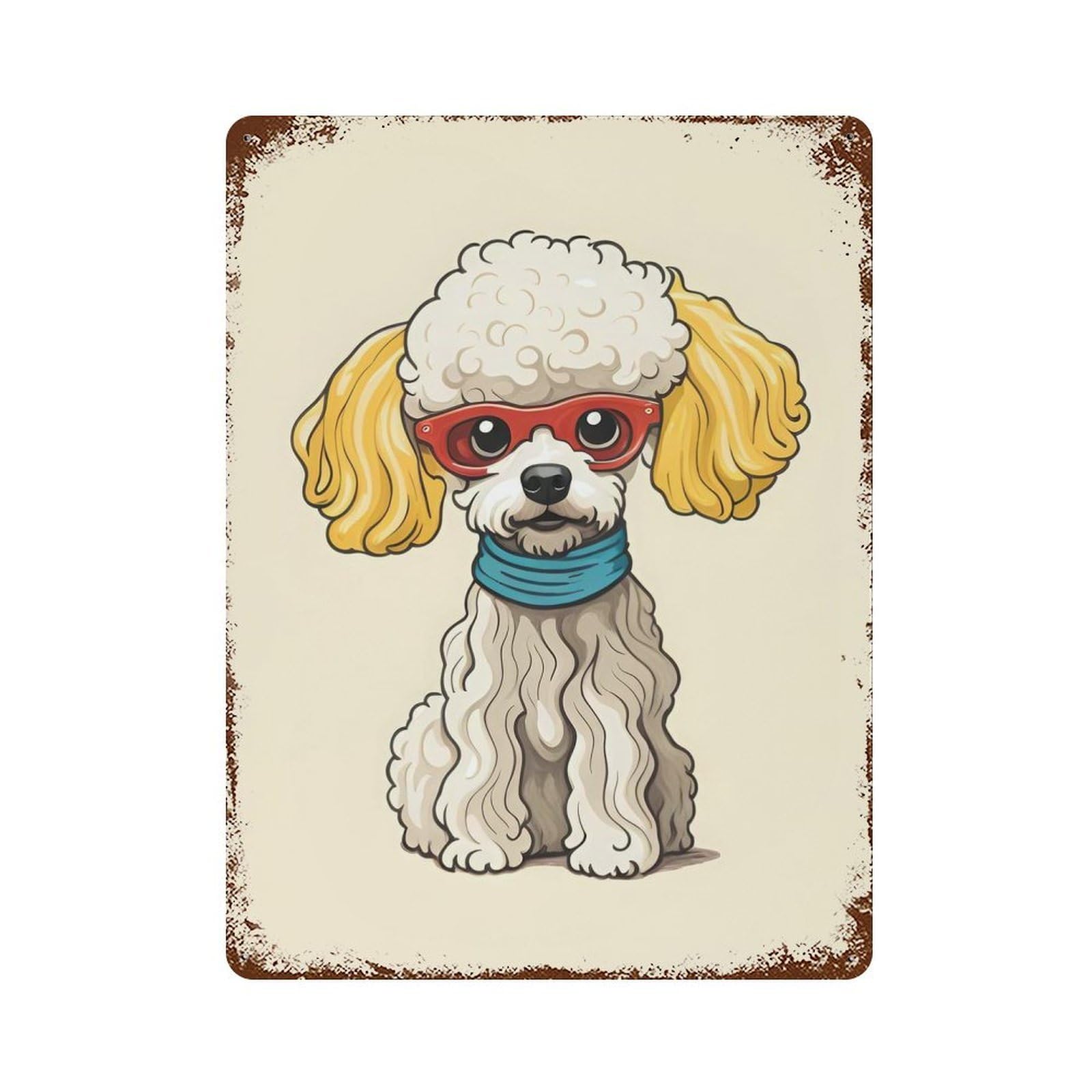 Rustic Tin Plaque Poodle Noodle Dog Poster 15.7"x11.8", Vintage Wall Decor for Pub, Kitchen And Man Cave Decor