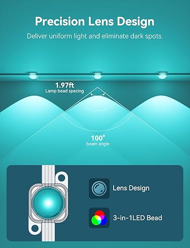 Miniatura 4 de Luces permanentes para exteriores de 100 pies para casa, iluminación LED RGB inteligente con aplicación y control remoto, luces de Navidad