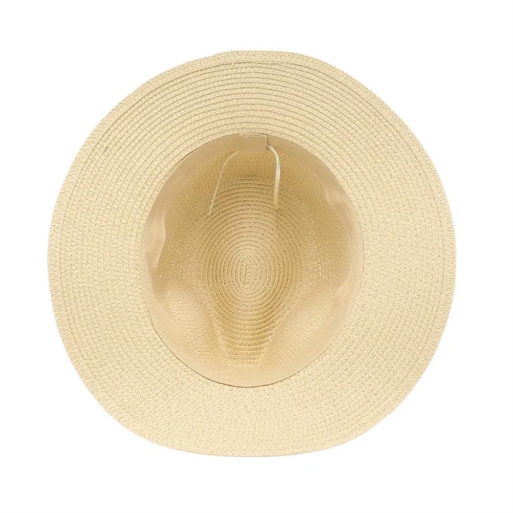 Cappello unisex tinta unita Panama Piccola Cintura Fibbia Top Hat Casual Pieghevole Paglia Fedora Cappello Donna Spiaggia Sun Cap