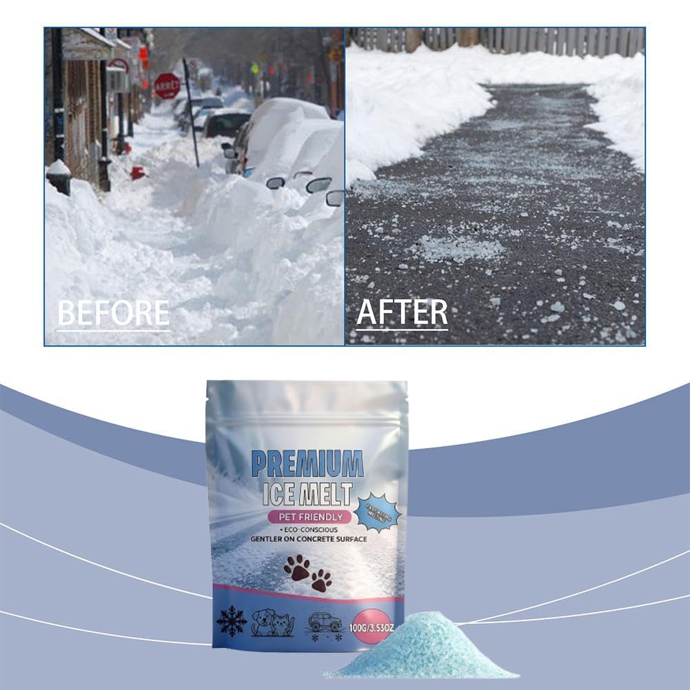 2026 ICES & Snow Melts,Ice Melt - Pet Safe Ice Melt,Pet Friendly Salt for ICES and Snows,Fast-Acting Snow Melts/Ic-e Removal for Driveway Sidewalk,Resealable 100g Bag — view 4