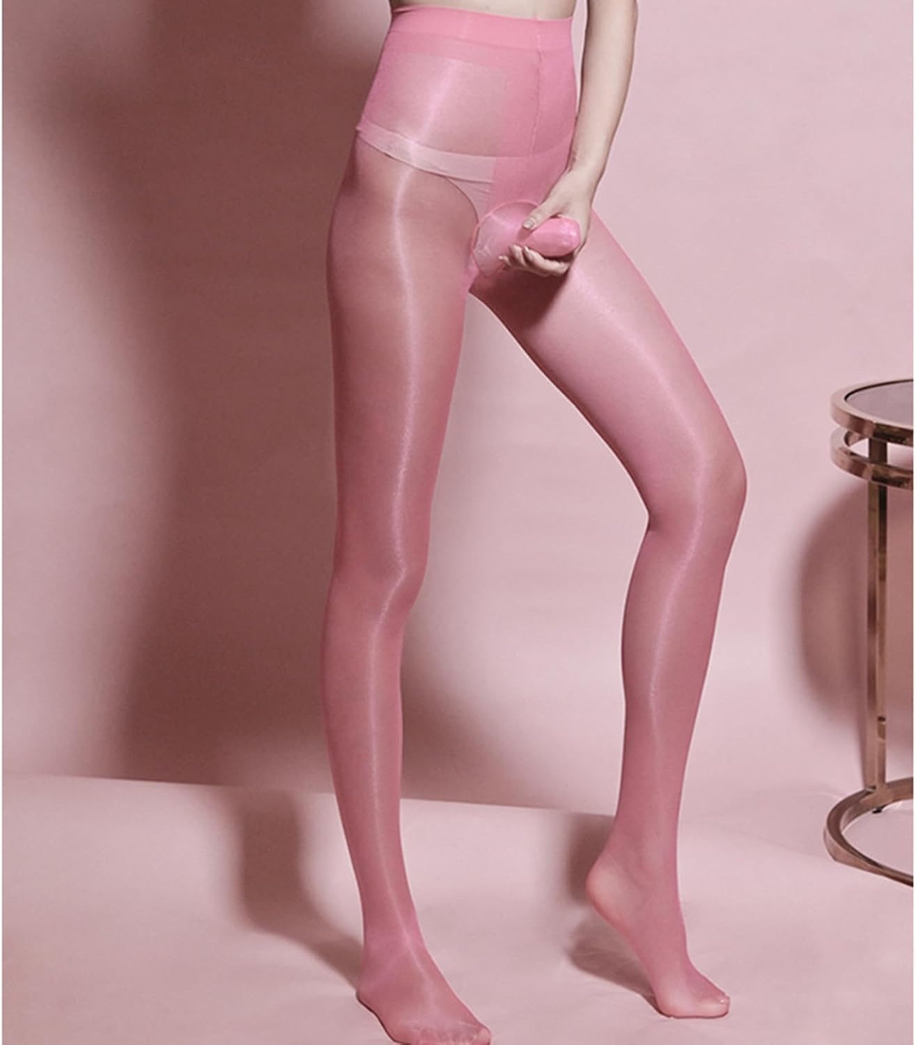 Men's Glossy Skinny Stretchy Pantyhose Footed Hosiery with Long Sheath Closed Stockings