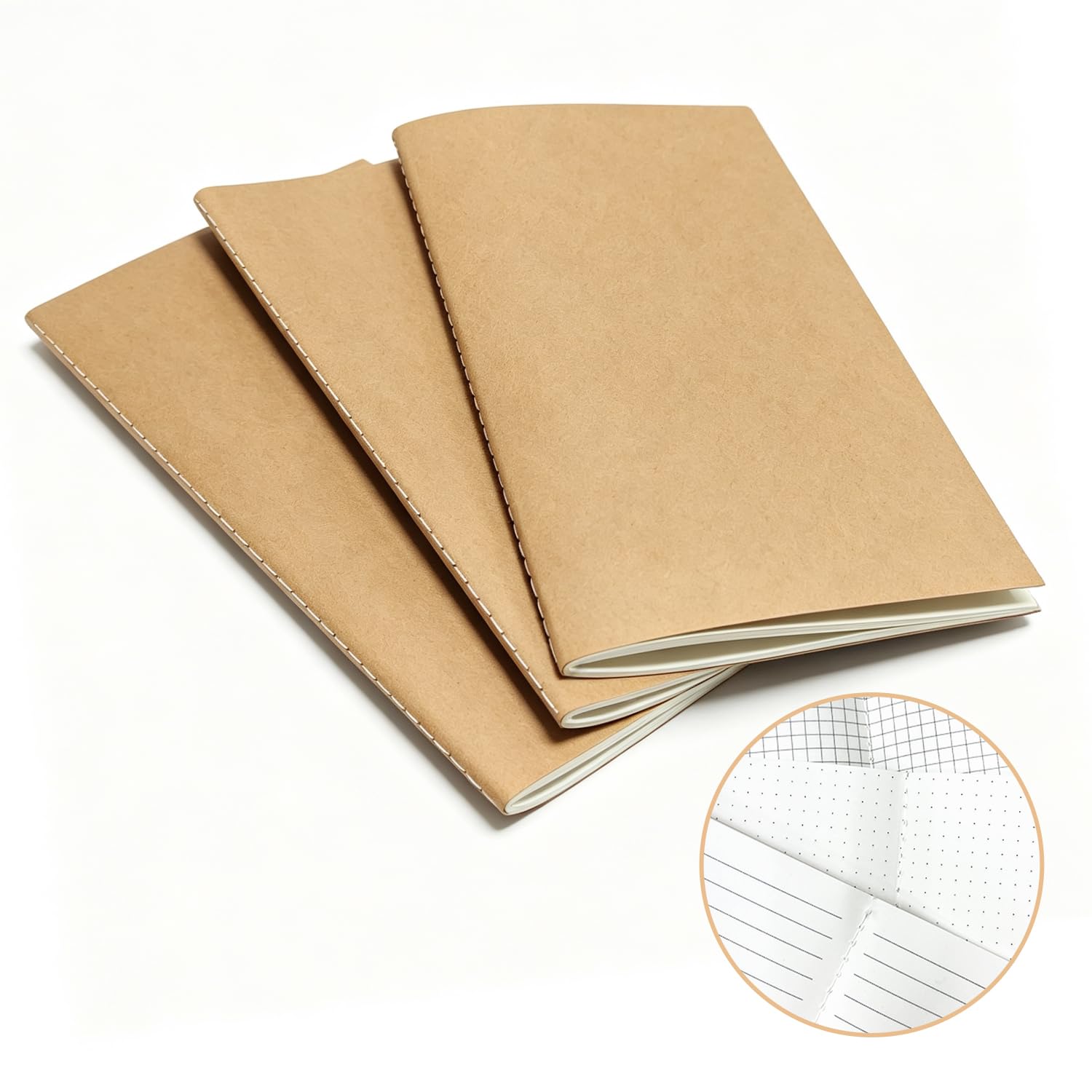 3 Pack A6 Traveler's Notebook Insert, 10 x 19 CM - 64 Pages Refill Journal — image 1