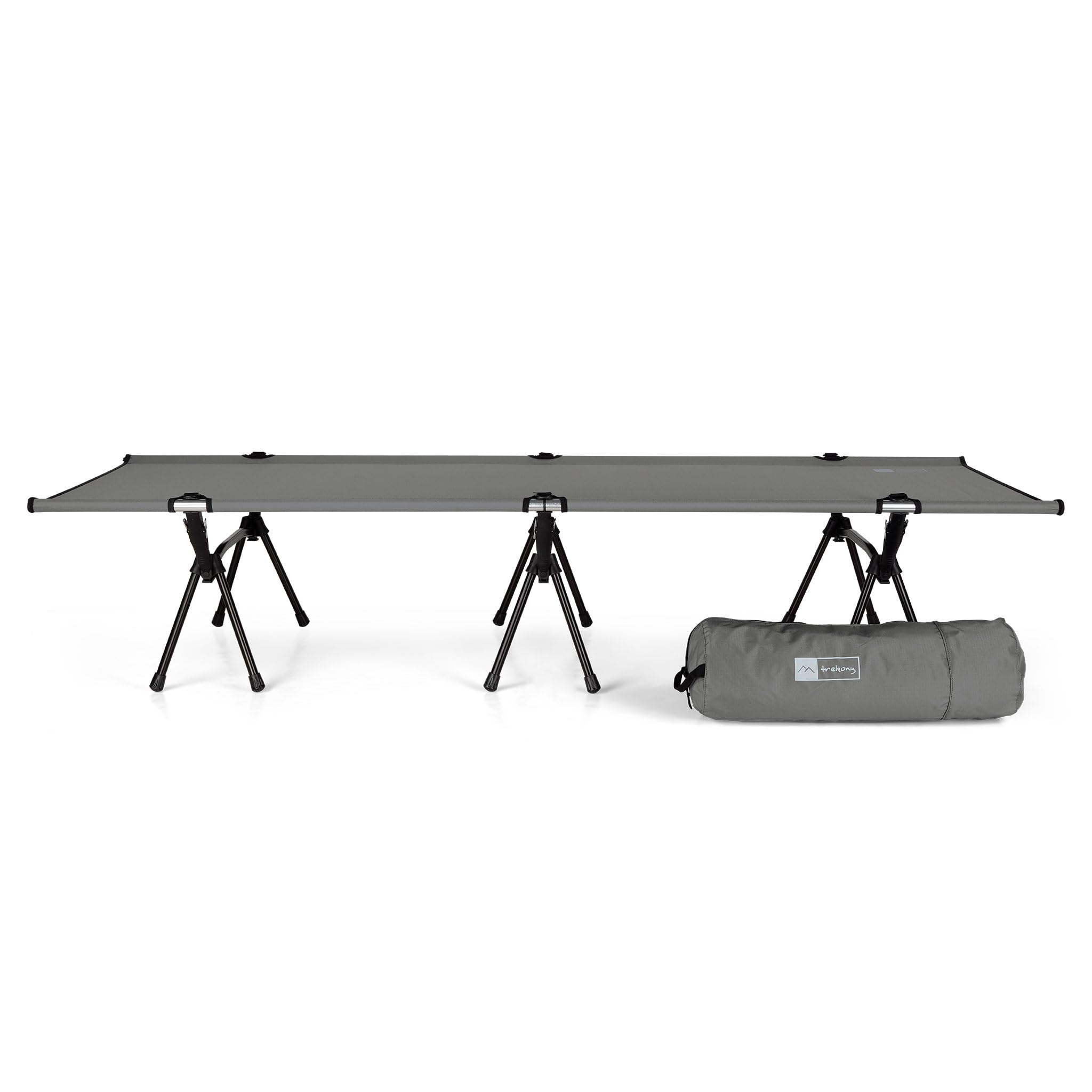 TREKONY Campingbett, faltbar aus Aluminum, Ultraleicht und kleines Packmaß, Feldbett bis 120kg, Campingliege mit Tragetasche für Camping, Strand,