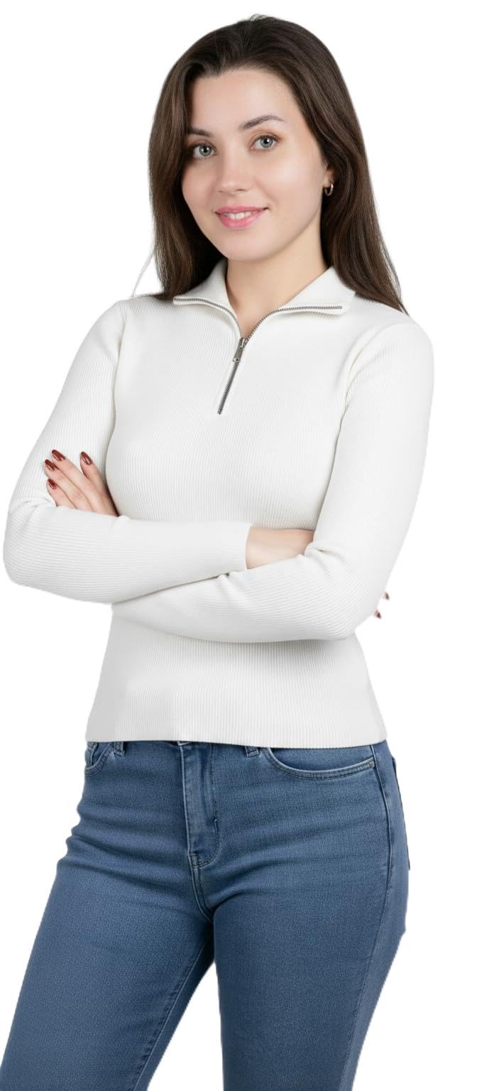 whiteheaven Winter Season Zipper Highneck Full Sleeves/Zip Highneck Pullover/Womens Turtle Neck/Zipper Highneck T-Shirt-picture-35