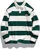 Wankang Suéter Extragrande para Hombre, Polo de Punto a Rayas con Cuello, Casual 5