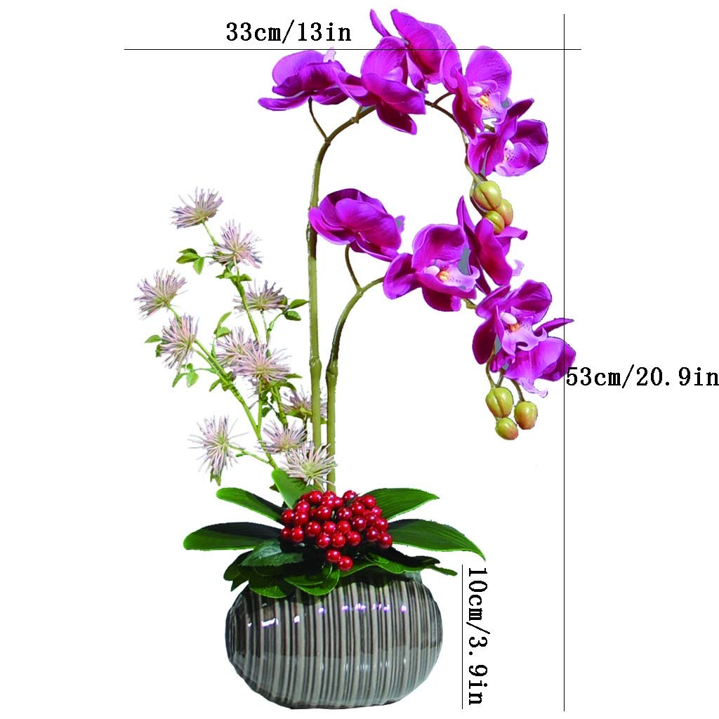 Fiore Finto Bonsai Artificiali Orchidee di Seta Phalaenopsis con Vaso utilizzato per Home Office Party Wedding Fiore Finto Bonsai Pianta Artificiale Viola