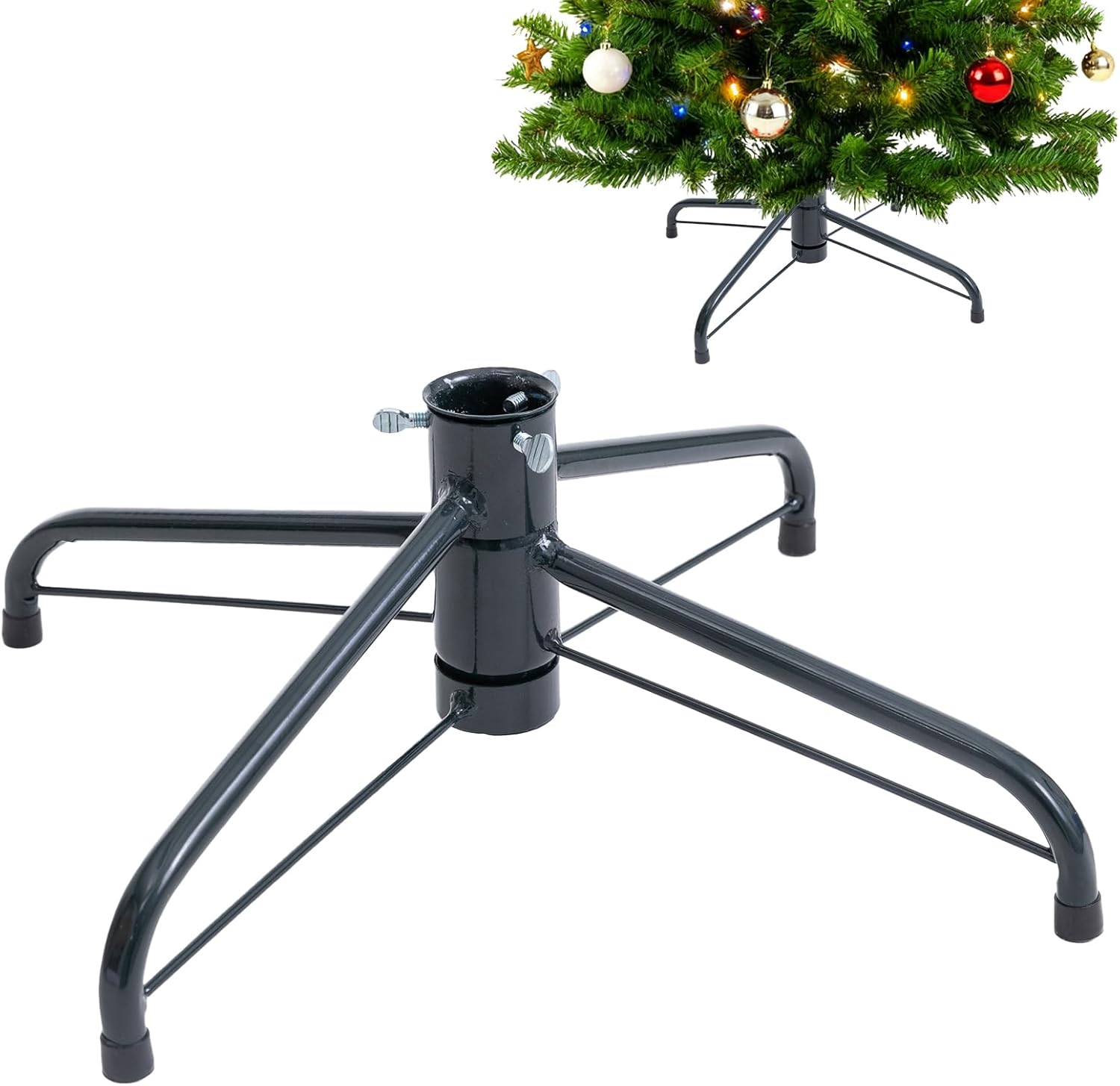 Metal Christmas Tree Stand, 15.7 Inch Replacement Xmas Tree Stand Base Universal Folding Tree Stand for 3 Ft to 7 Ft Christmas Artificial Trees Fake Tree, Fits 0.5-1.25 Inch Tree Pole, Green 15.7 Inch Green