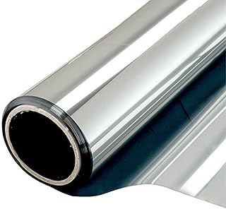 XUSI One Way Mirror Window Film Privacy Adhesive Heat Control Anti UV Window Glass Tint for Home and Office (Sliver, 35.4 Inch x 13.1 Feet)