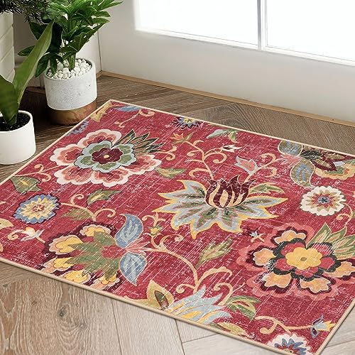 Tapete pequeño rojo antideslizante 2x3 para cocina miniatura 1
