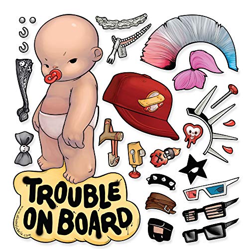 Oliver's Labels Baby on Board Trouble on Board Vinyl Window Car Decal Sticker