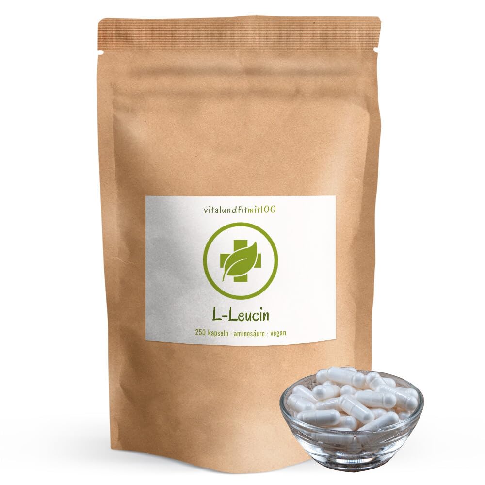 L-Leucin - 250 Kapseln - hochdosiert - aus pflanzlicher Fermentation - gentechnikfrei - vegan - ohne unnötige Zusätze - Deutsche Herstellung