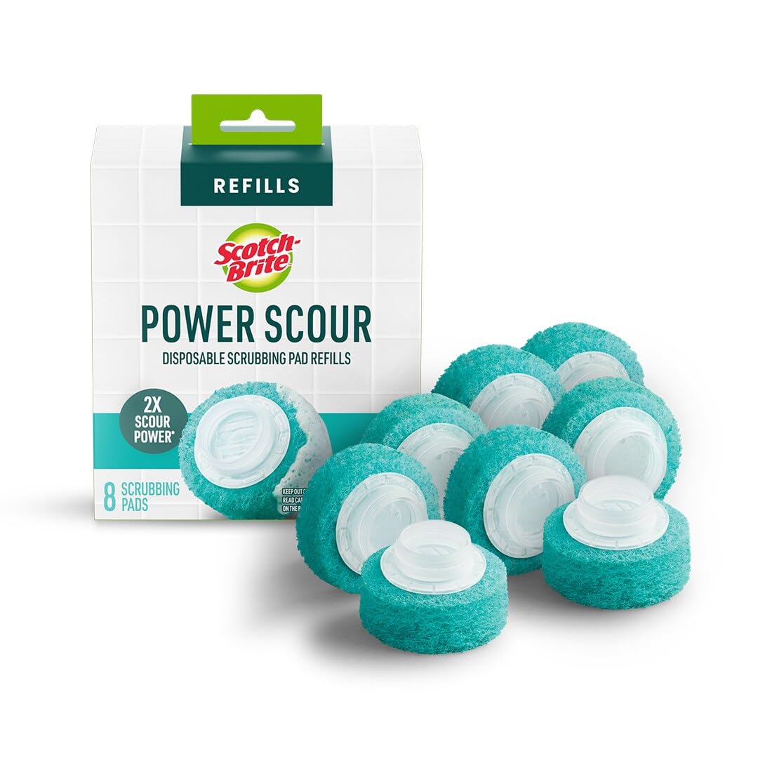 Scotch-Brite Power Scour Disposable Scrubbing Pad Refills Disposable Toilet Bowl Cleaner Scrub Pad Tablets 8 Scrubbing Pad Refills