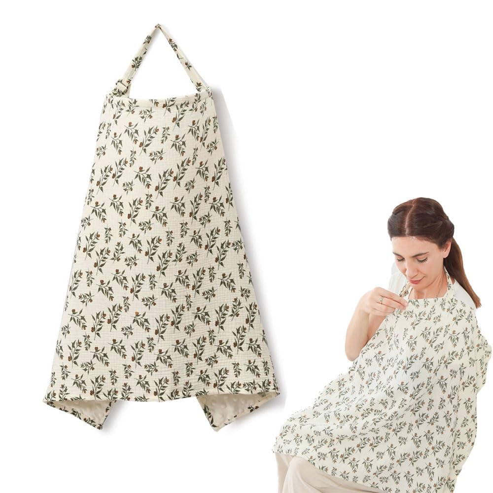 Breastfeeding Cover Baby Breast Feeding Cover for Mum Infant Breathable 100% Cotton Breastfeeding 360° Coverage Breathable Lightweight Apron for Privacy Shield