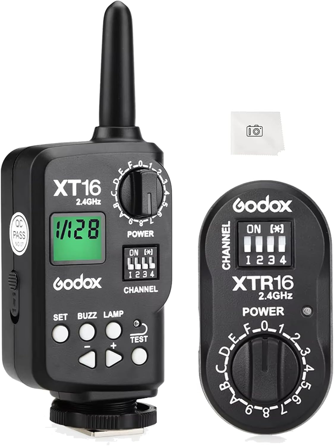 Godox XT-16 Wireless Flash Trigger Kit,2 in 1 Transmitter and Receiver for Studio Strobe Flash Photography,2.4G 16 Channels Trigger Compatible with Canon Nikon Sony Fujifilm Olympus Pentax Camera