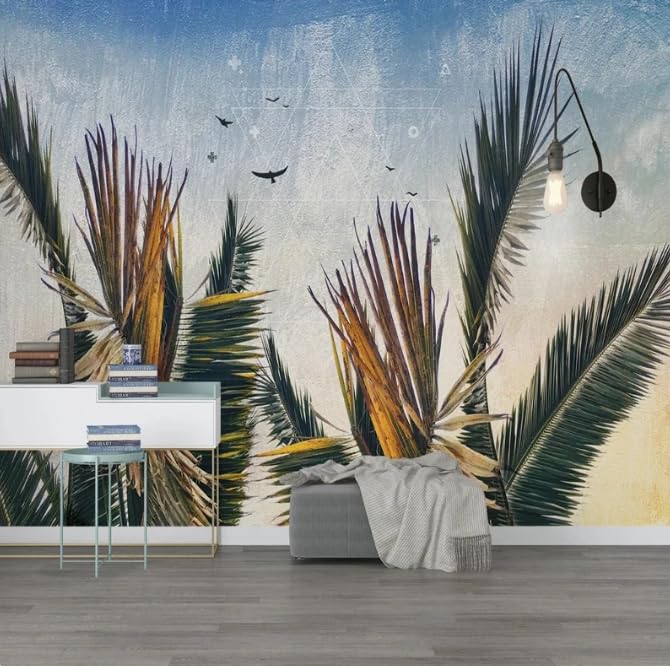 Papier peint photo nostalgie vintage palmier 3D mural salon 250x175 cm