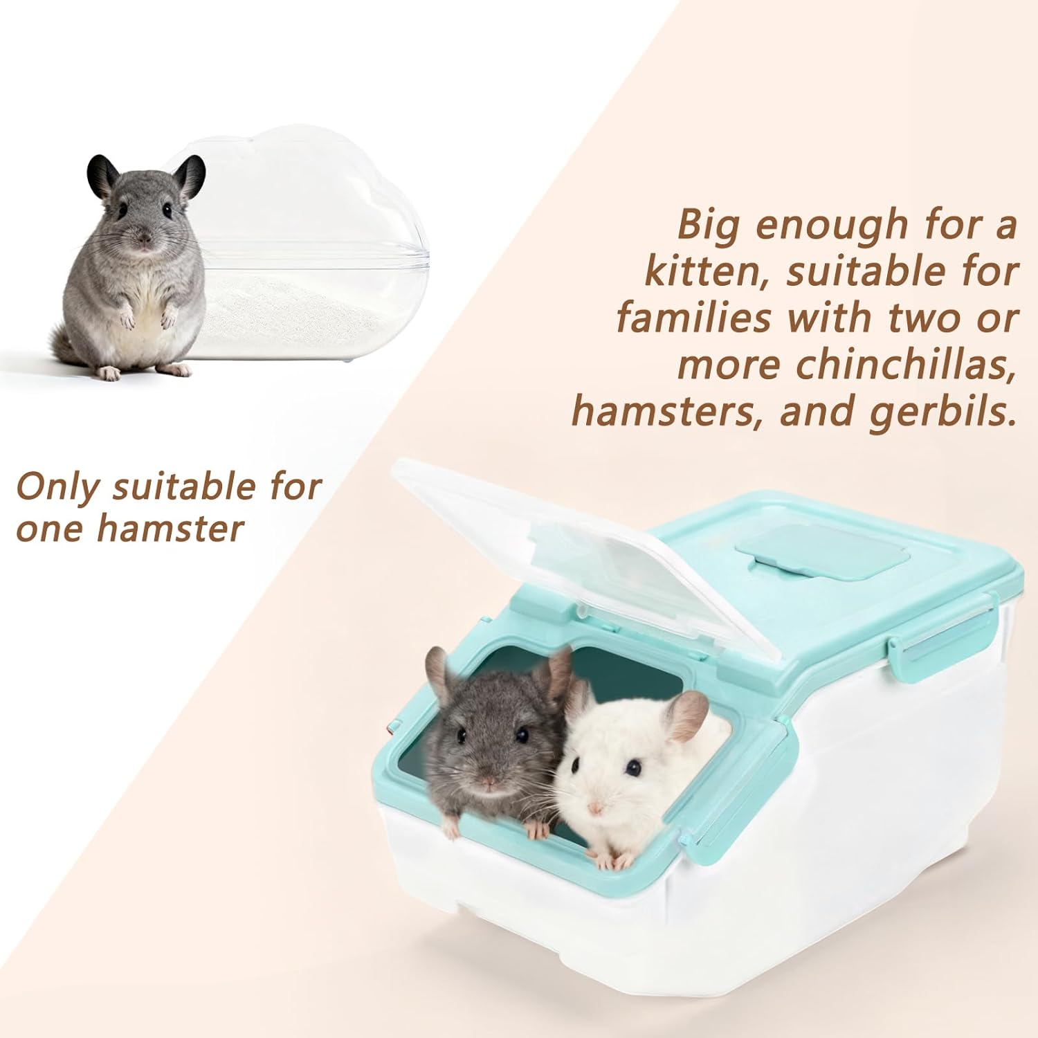 Extra Large Chinchilla Sand Bath Container Kit, Plastic Chinchilla Dust Bath House with Wash and Care Accessories, Dust Bathtub for Hamster Hedgehog Guinea Pig and Other Small Animals