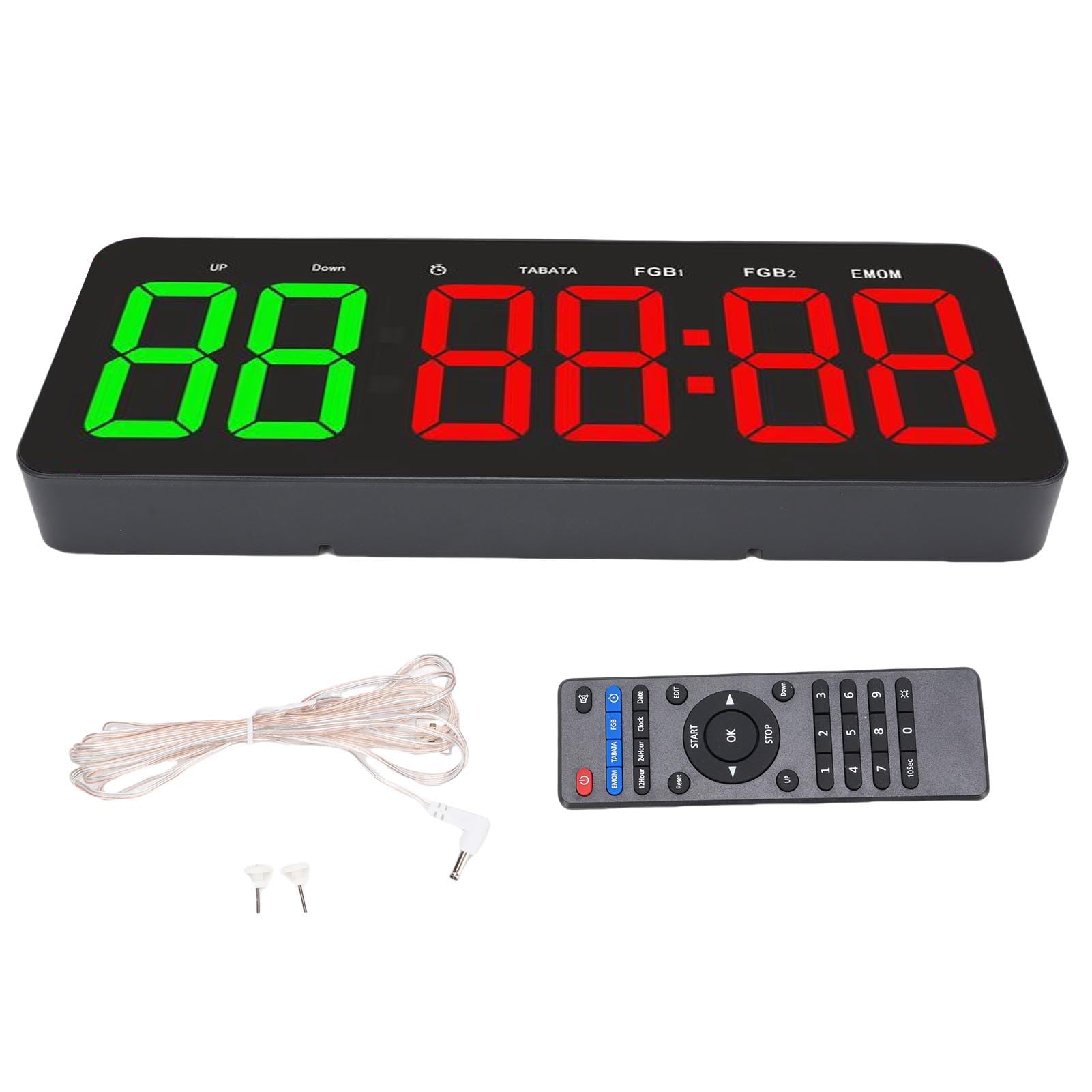 LICAEVEY Timer della Palestra, Muro di Orologio da Palestra Digitale da 12,4 Pollici con Intervallo di Avanzamento del Tempo di Avanzamento, Conto Alla Rovescia di Cronometro,