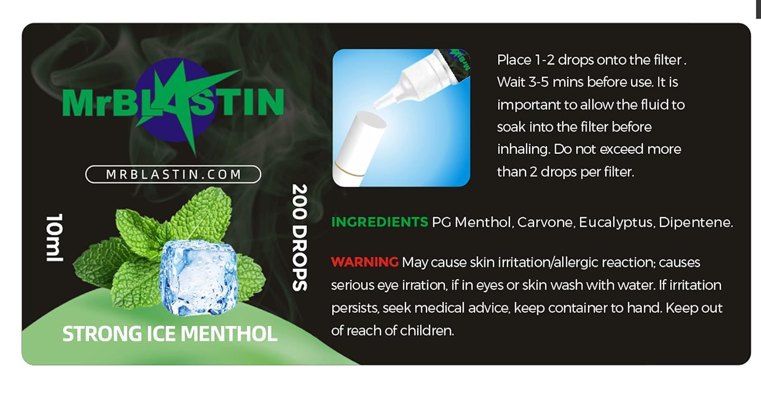 Fort Glace Menthe Gouttes pour les Cigarettes - Paquet de 3 Cas - Distributeur Transformer vos filtres à cigarettes Menthol, 200 gouttes par flacon de 10 ml - La formule unique Ice Menthol
