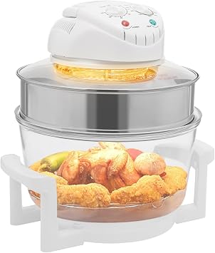 18 Quart Air Fryer Halogen Convection Oven with See-Through Glass, 1400W, Adjustable Temperature and Timer Knobs, Safety Auto Shut-off, for Healthy Meals French Fries Cooking