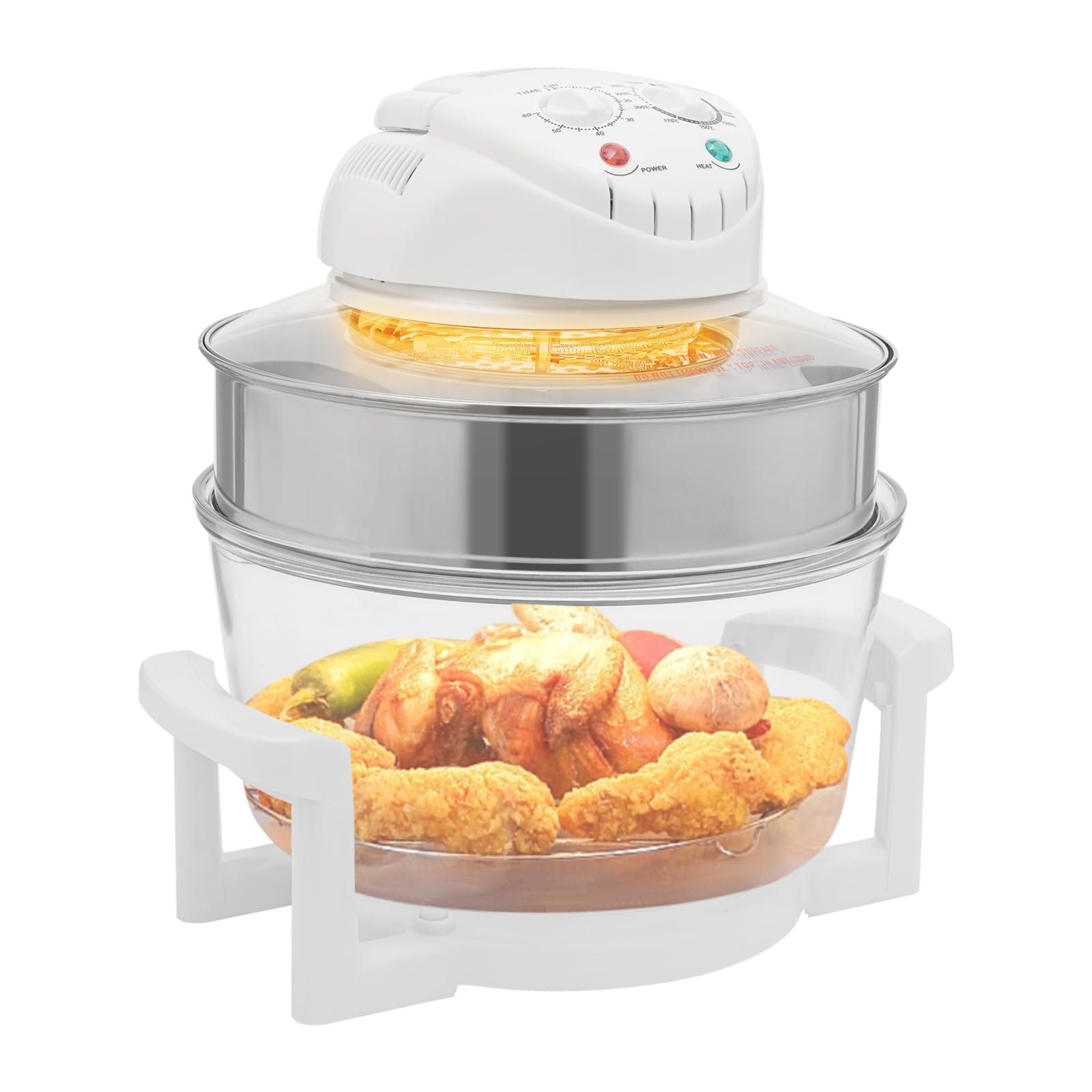 18 Quart Air Fryer Halogen Convection Oven with See-Through Glass, 1400W, Adjustable Temperature and Timer Knobs, Safety Auto Shut-off, for Healthy Meals French Fries Cooking
