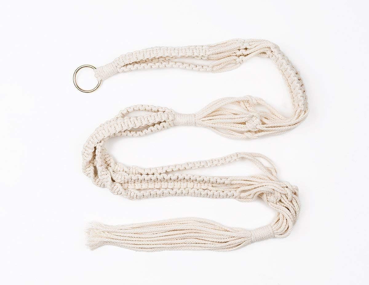 TIMEYARD 2 Tier Macrame Plant Hanger Handmade Double Indoor Hanging Planter Pot Holder - Modern Boho Home Decor - 1 PCS Ceiling Hook