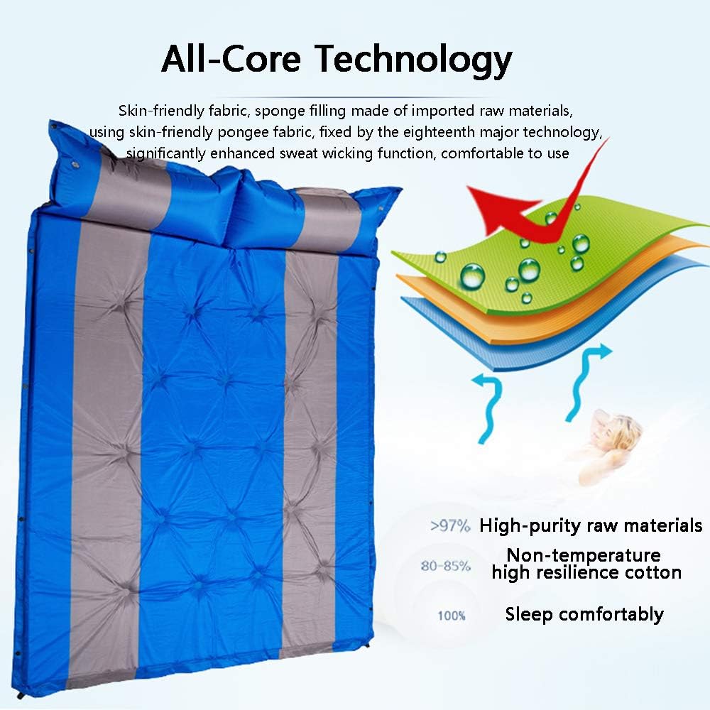 Sidewall Self-Inflating Sponge Camping Sleeping Mat Mattress Portable Sleeping Mat Memory Foam Camping Mattress Waterproof Lightweight 3cm Thick Can Provide Good Support (Yellow+Grey 195 * 200CM)