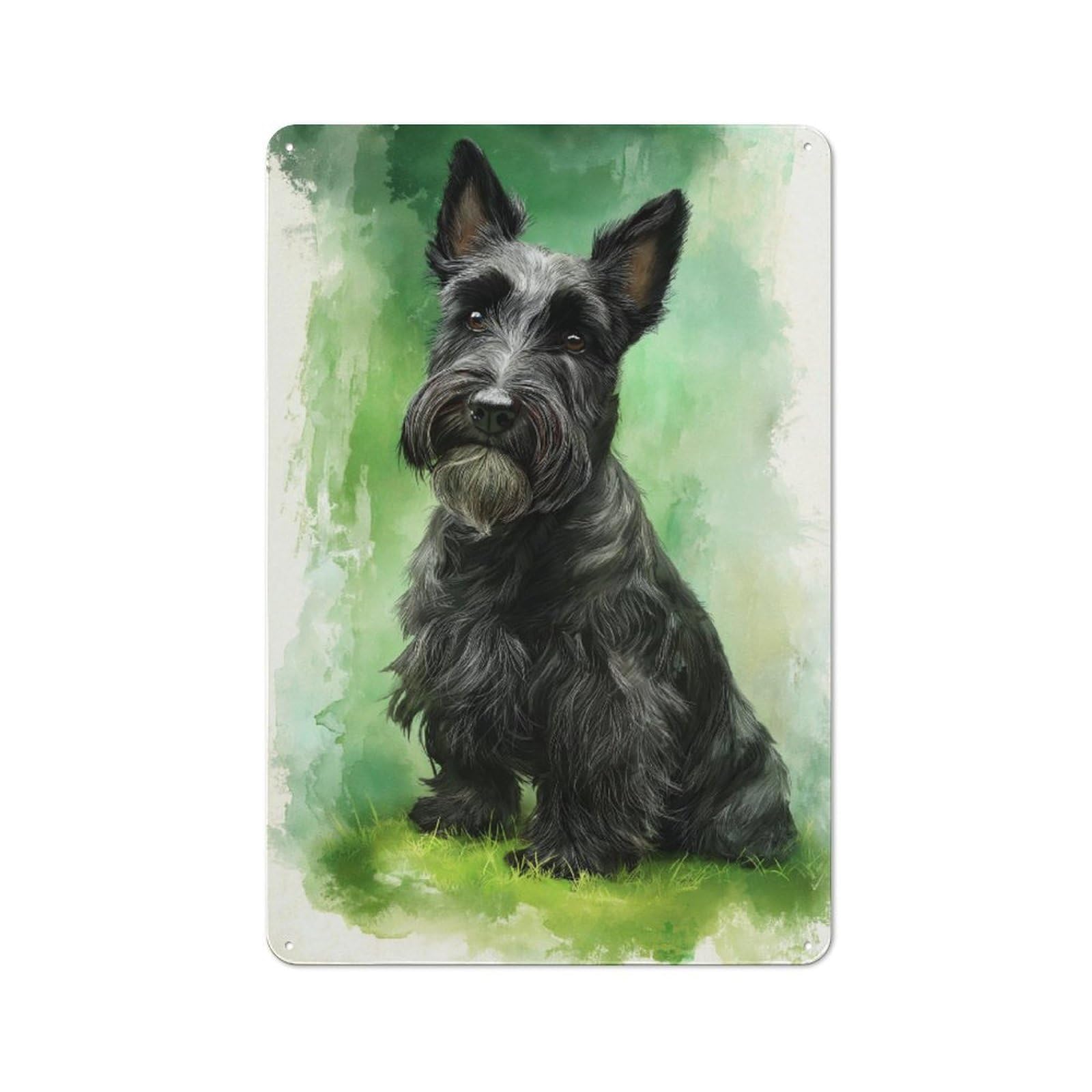 Junmoney Scottish Terrier Portrait Tin Sign 30X20cm For Pub Or Café, Vintage Wall Decor, For Café Interior Fans, For Retro Home Interiors