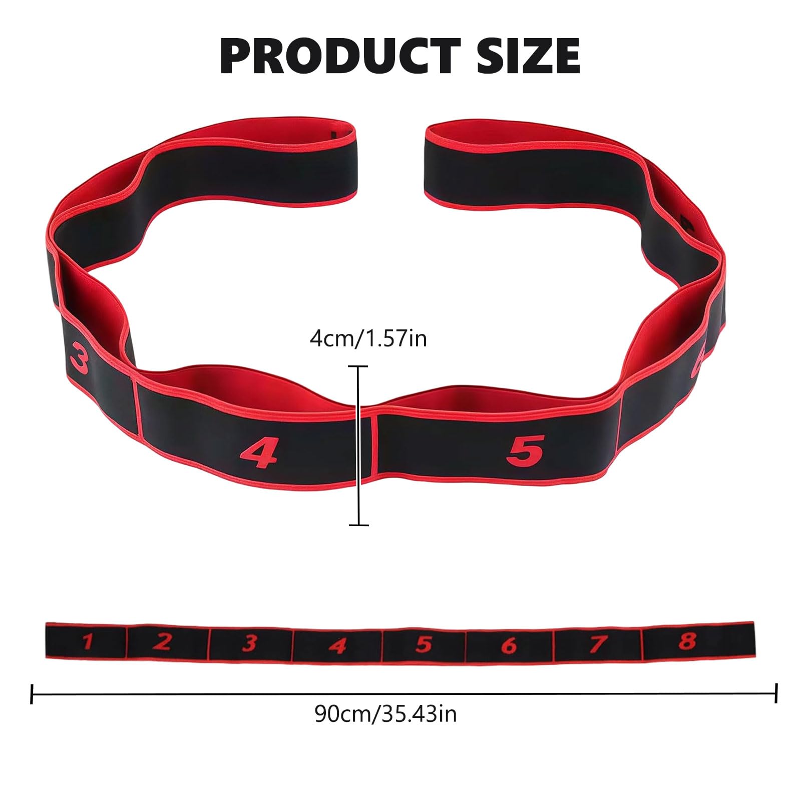 Fascia Elastica Fitness, Cinghia Yoga Stretching Band con 8 Fisso Loop, Cintura di Allungamento Elastico Fasce di Resistenza per Yoga, Pilates, Stretching, Allenamento, Danza