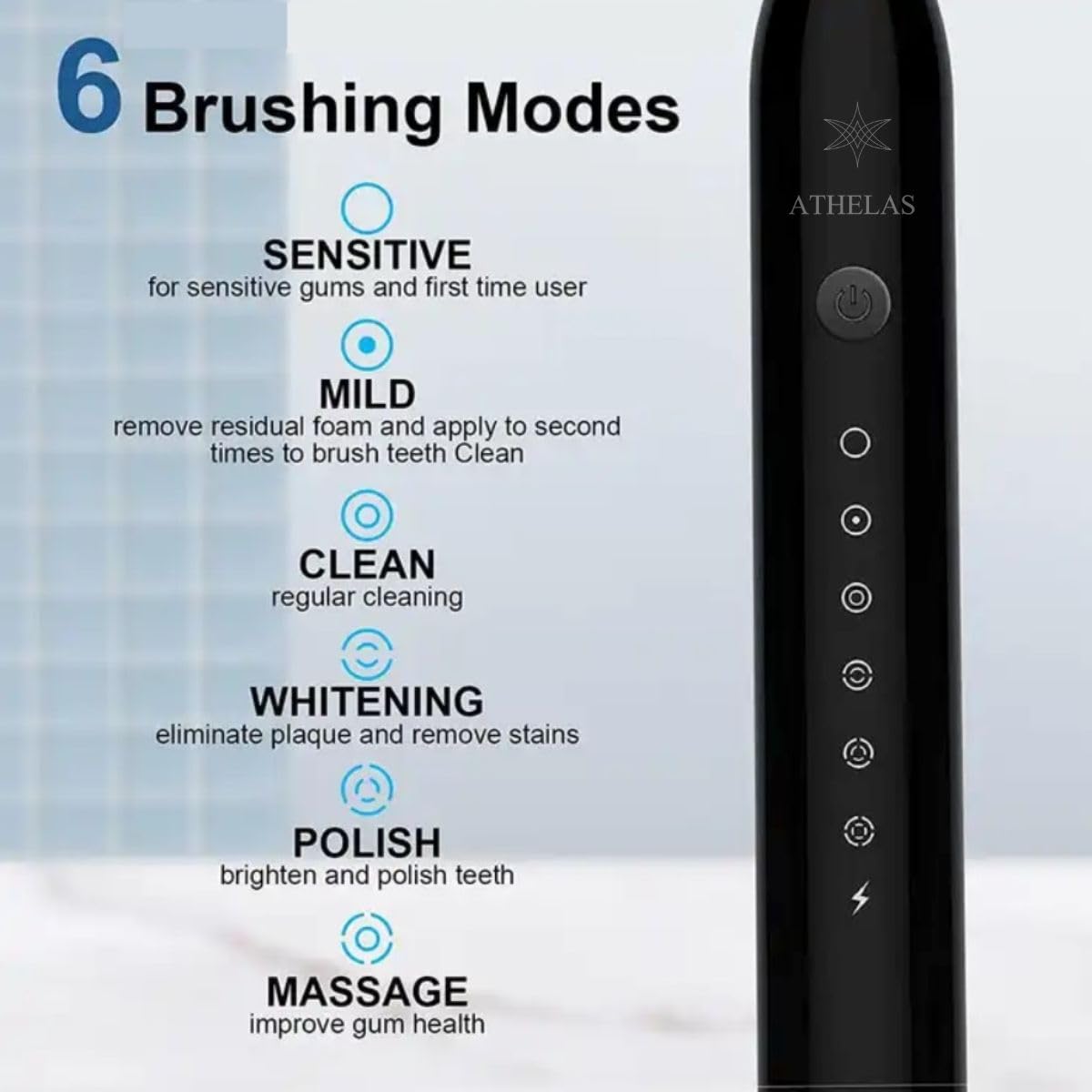 Athelas Sonic Pro Electric Toothbrush | 4 Smart Replacement Brush Heads | 6 modes, 42000 rpm ultra cleaning, Smart 2 min Timer | 2 Year Warranty 90 Days Battery life with super fast charging (White) 4 61G9THqAzTL. SL1200